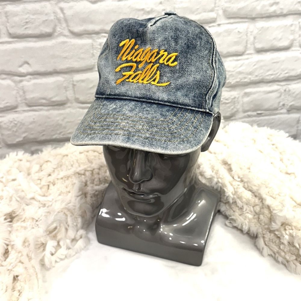 Vintage Y2k Denim Baseball Cap Niagara‎ Falls One Size Snapback 80's Jean Hat